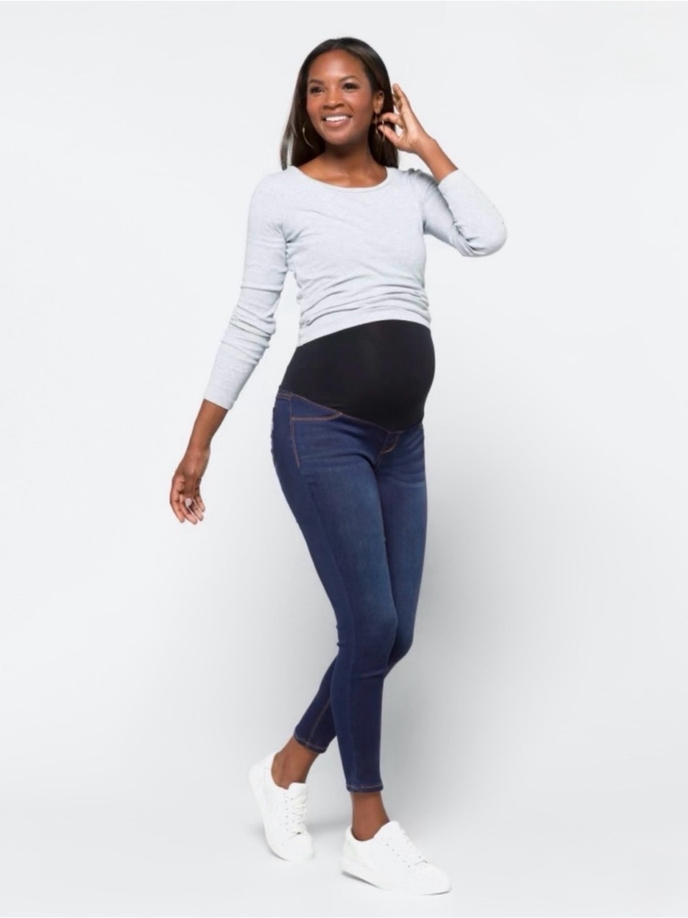 1822 Maternity Skinny Jeans - Dark Blue Stretch Denim
